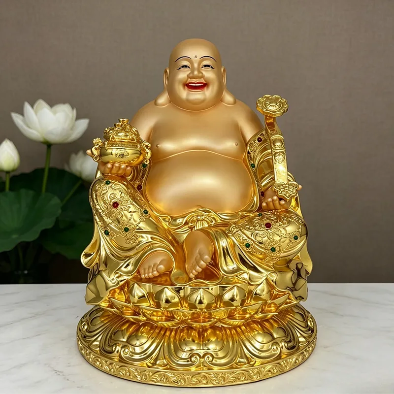 Mosiężna statua śmiejącego się Buddy z dużym brzuchem Maitreya dla bogactwa