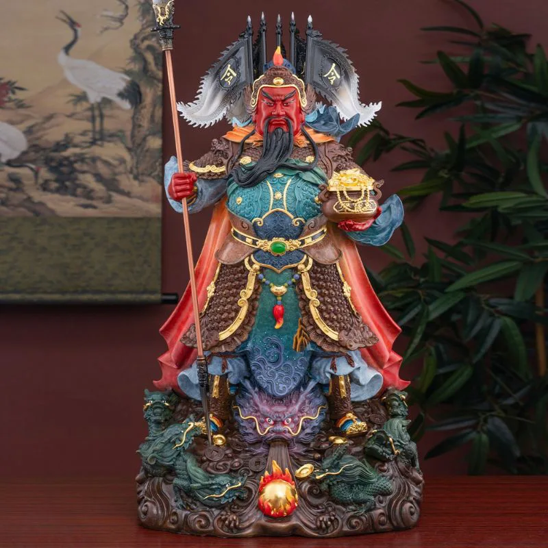 Posąg Guan Yu z mosiądzu i halabardy Dziewięciu Smoków